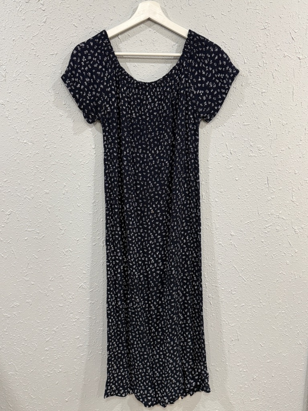 Vintage Navy Floral Short-Sleeve Dress Size XS - Picture 2 of 9